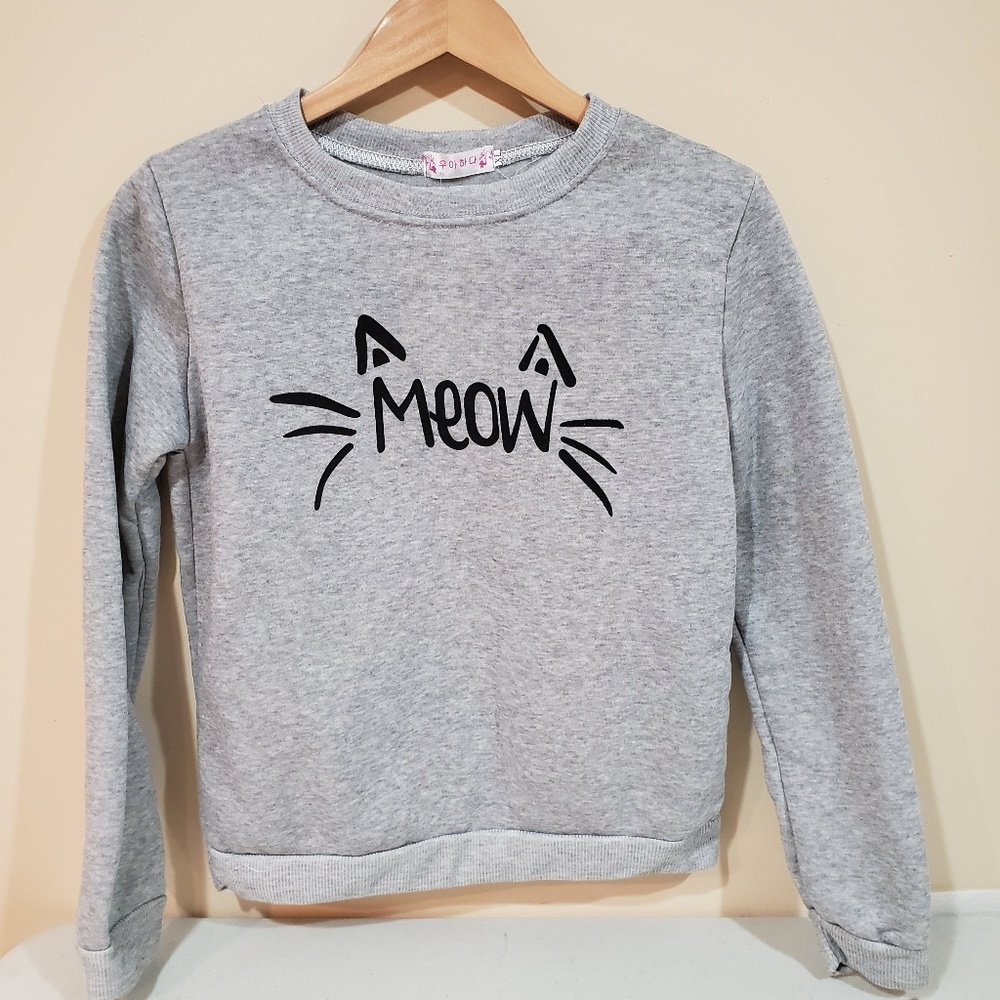 Lightweight Cat "meow" Crewneck Sweatshirt